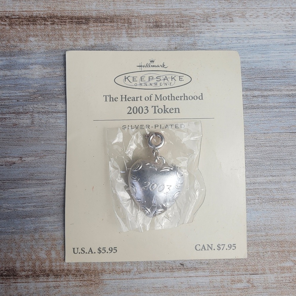 Hallmark Keepsake Ornament The Heart of Motherhood 2003 Token Silver Plate Charm